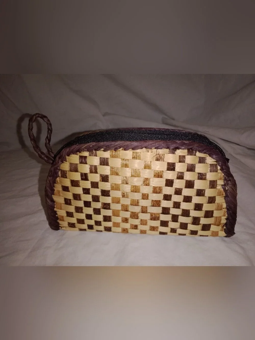 Vintage Hand Woven Clutch Zipper Purse Boho Retro Indigenous Tribal Pocket